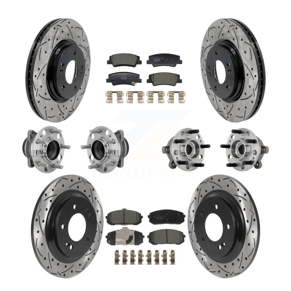 Hub Bearing Coat Brake Rotor Pad Front Rear Kit (10Pc) For Hyundai Sonata Kia K5