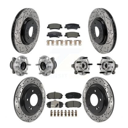 Hub Bearing Coat Brake Rotor Pad Front Rear Kit (10Pc) For Hyundai Sonata Kia K5