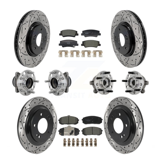Hub Bearing Coat Brake Rotor Pad Front Rear Kit (10Pc) For Hyundai Sonata Kia K5