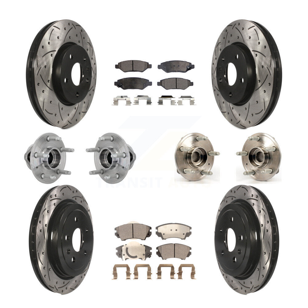 Hub Bearing Coated Brake Rotor & Pads Front Rear Kit (10Pc) For Chevrolet Camaro