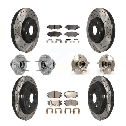 Hub Bearing Coated Brake Rotor & Pads Front Rear Kit (10Pc) For Chevrolet Camaro