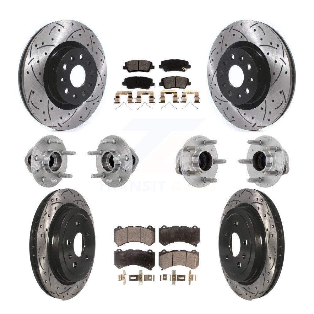 Hub Bearing Coated Disc Brake Rotor & Pad Front Rear Kit (10Pc) For Cadillac CTS