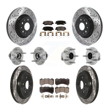 Hub Bearing Coated Disc Brake Rotor & Pad Front Rear Kit (10Pc) For Cadillac CTS
