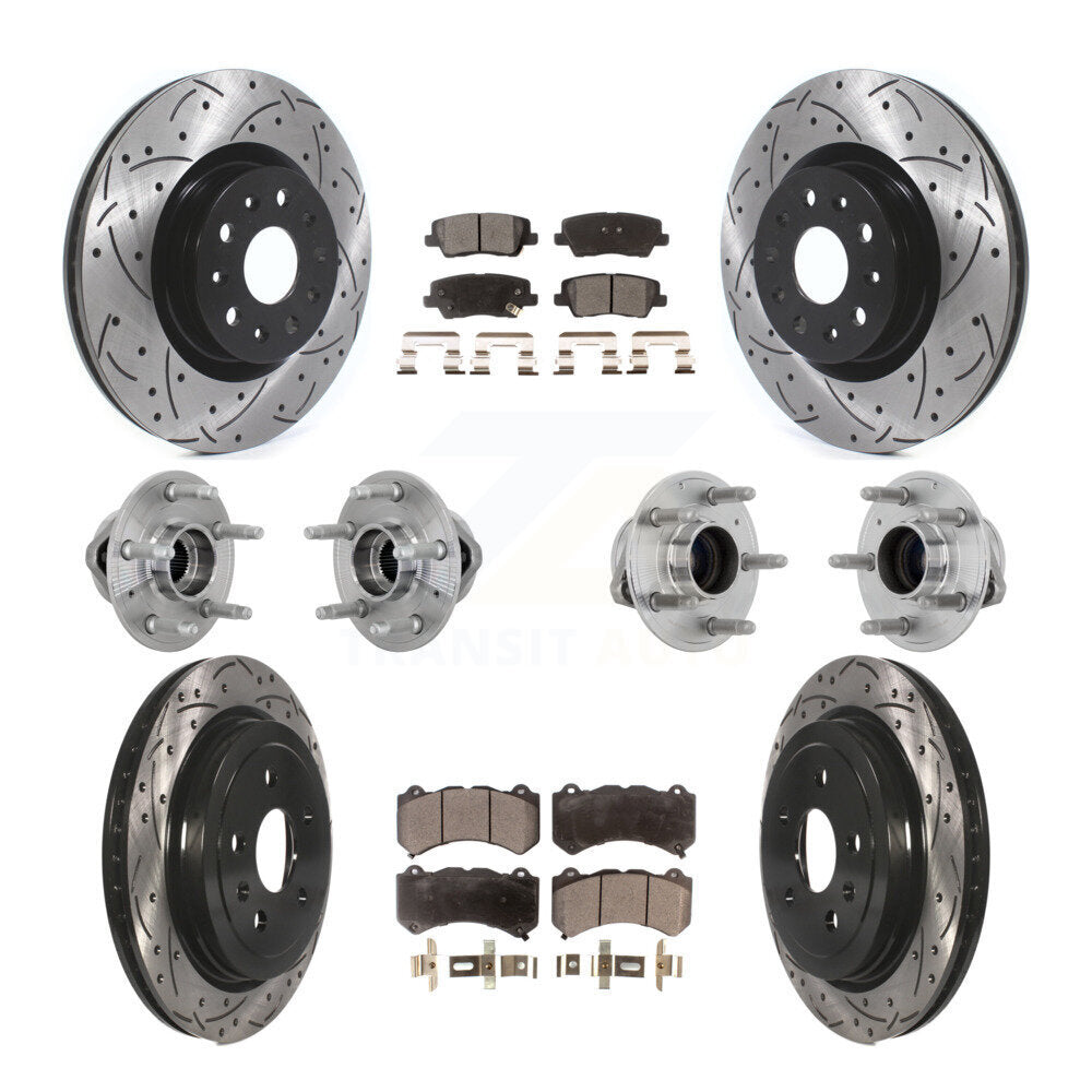 Hub Bearing Coated Disc Brake Rotor & Pad Front Rear Kit (10Pc) For Cadillac CTS