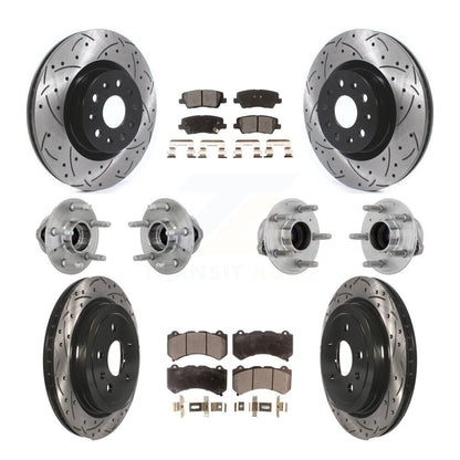 Hub Bearing Coated Disc Brake Rotor & Pad Front Rear Kit (10Pc) For Cadillac CTS