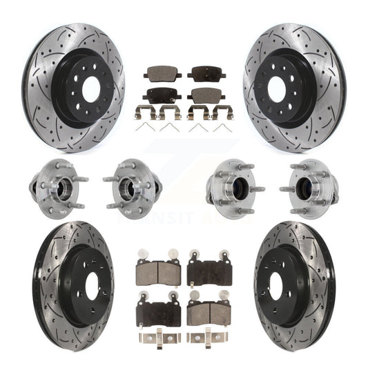 Hub Bearing Coated Brake Rotor & Pads Front Rear Kit (10Pc) For Cadillac CT6 RWD