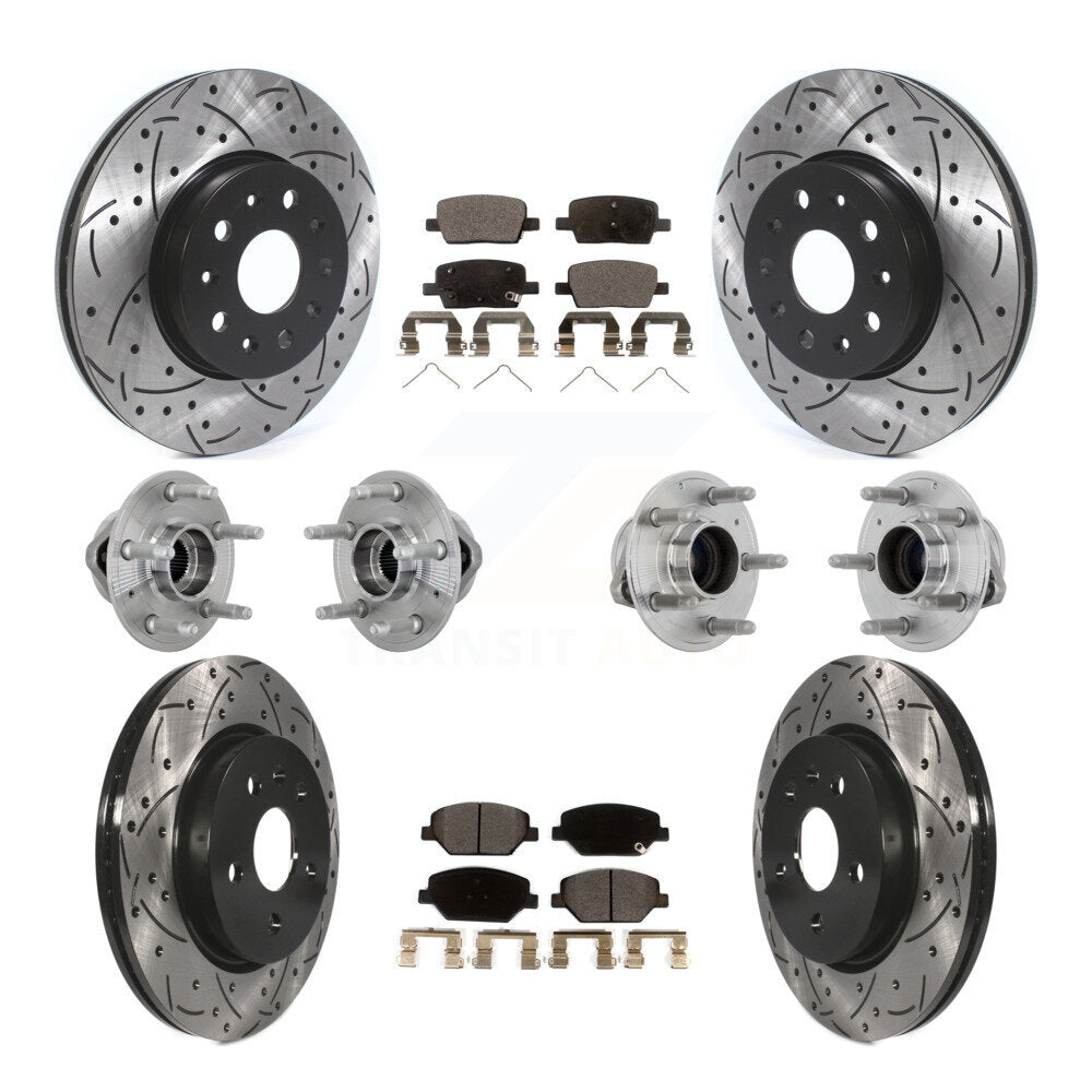 Hub Bearing Coated Brake Rotor & Pads Front Rear Kit (10Pc) For Chevrolet Camaro