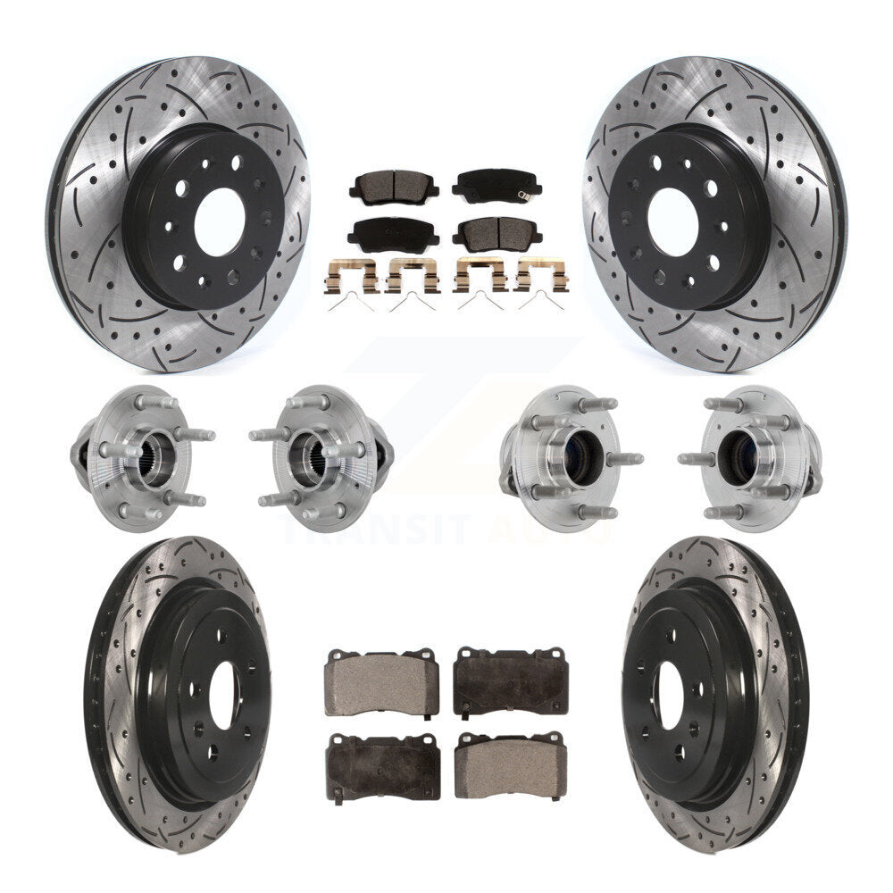 Hub Bearing Coated Disc Brake Rotor & Pad Front Rear Kit (10Pc) For Cadillac CTS