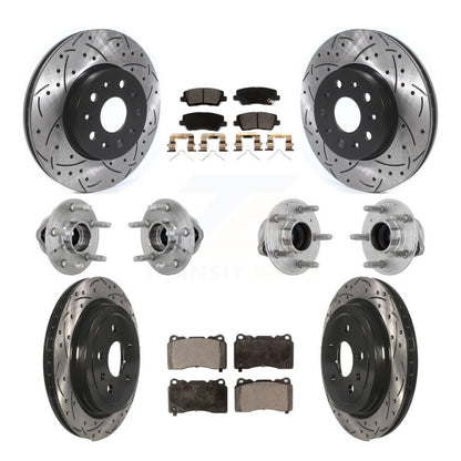 Hub Bearing Coated Disc Brake Rotor & Pad Front Rear Kit (10Pc) For Cadillac CTS