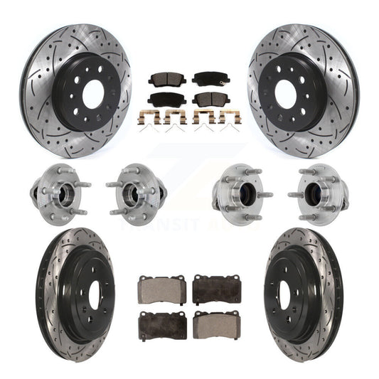 Hub Bearing Coated Disc Brake Rotor & Pad Front Rear Kit (10Pc) For Cadillac CTS