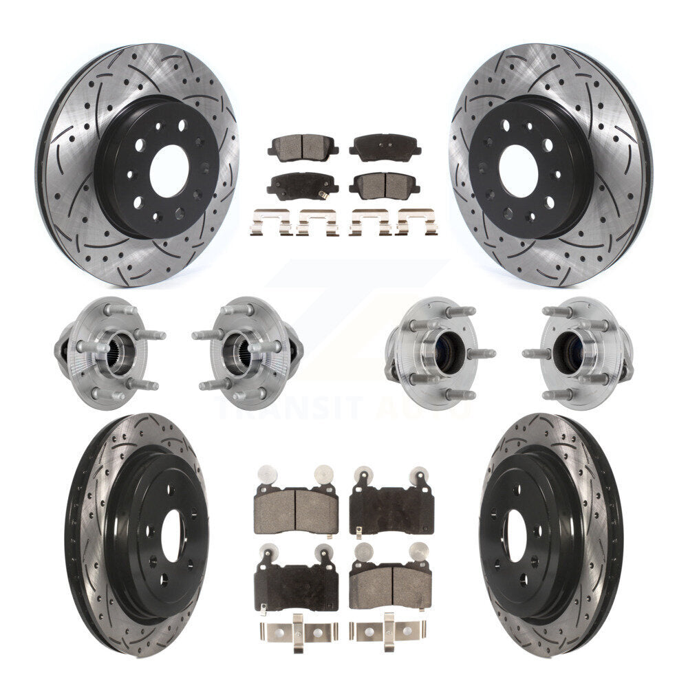Hub Bearing Coated Disc Brake Rotor & Pad Front Rear Kit (10Pc) For Cadillac CTS