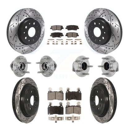 Hub Bearing Coated Disc Brake Rotor & Pad Front Rear Kit (10Pc) For Cadillac CTS