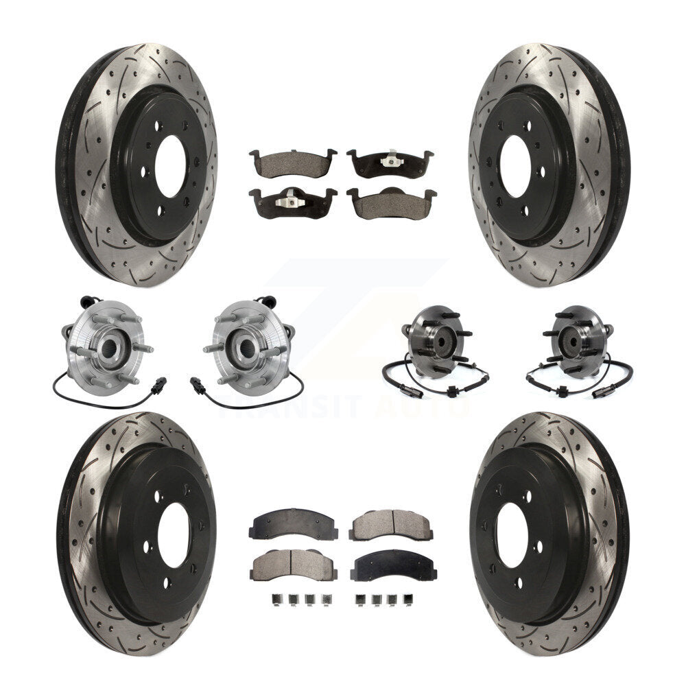Hub Bearing Coated Brake Rotor Pad Front Rear Kit (10Pc) For Ford Expedition RWD
