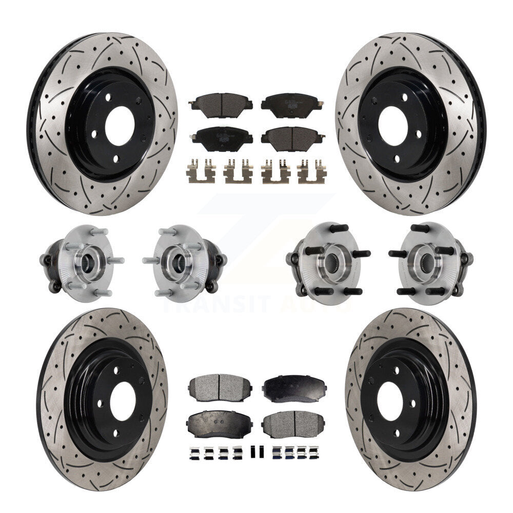 Hub Bearing Coat Brake Rotor Pads Front Rear Kit (10Pc) For 16-23 Mazda CX-9 AWD