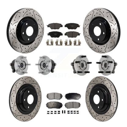 Hub Bearing Coat Brake Rotor Pads Front Rear Kit (10Pc) For 16-23 Mazda CX-9 AWD