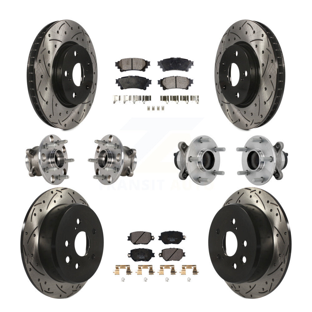 Hub Bearing Coated Disc Brake Rotor & Pads Front Rear Kit (10Pc) For Lexus IS250