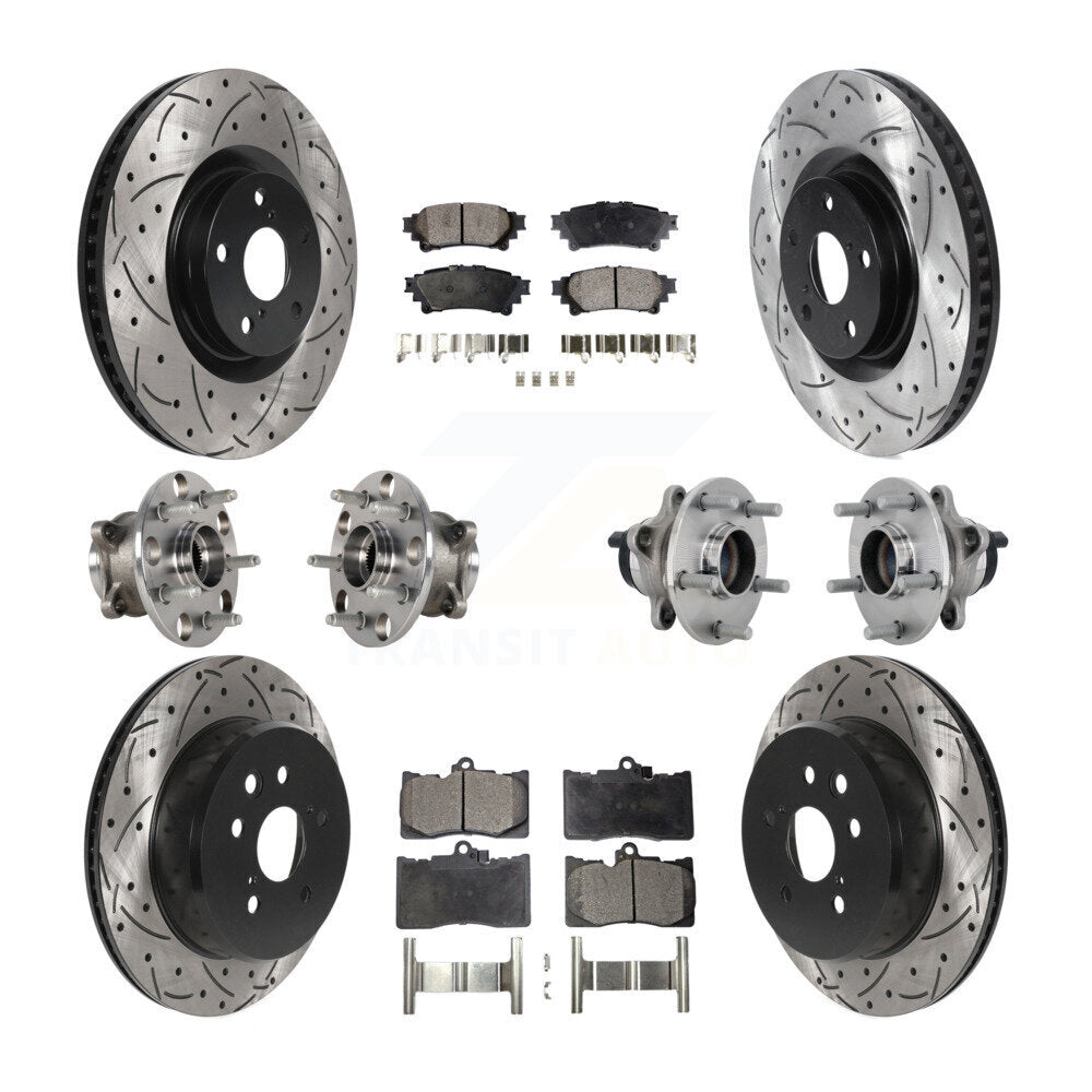 Hub Bearing Coated Brake Rotor & Pad Front Rear Kit (10Pc) For Lexus GS350 RC300