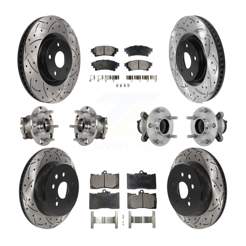 Hub Bearing Coated Brake Rotor & Pad Front Rear Kit (10Pc) For Lexus IS300 IS350