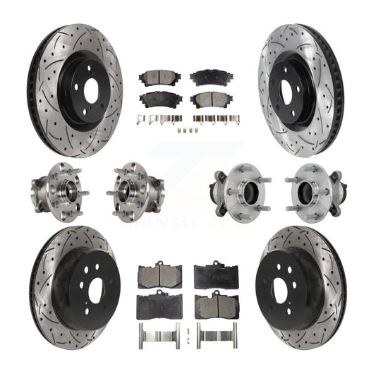 Hub Bearing Coated Brake Rotor & Pad Front Rear Kit (10Pc) For Lexus IS300 IS350