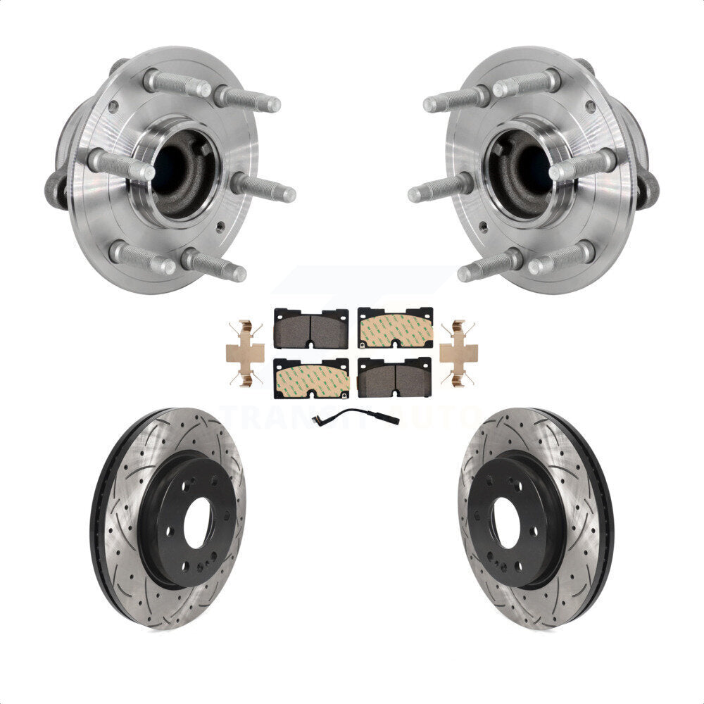 Hub Bearing Drill Slot Brake Rotor Pads Front Kit For Chevrolet GMC Silverado XL