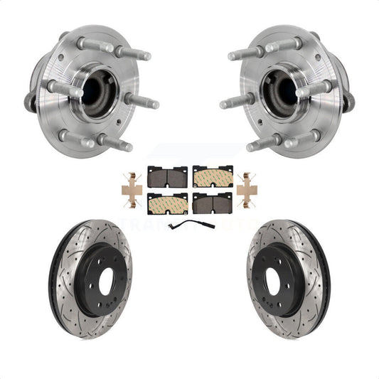 Hub Bearing Drill Slot Brake Rotor Pads Front Kit For Chevrolet GMC Silverado XL