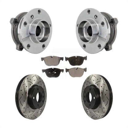 Hub Bearing Drill Slot Brake Rotor Pad Front Kit For BMW X5 X6 M12 x 1.25 Thread