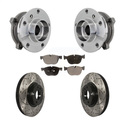 Hub Bearing Drill Slot Brake Rotor Pad Front Kit For BMW X5 X6 M12 x 1.25 Thread