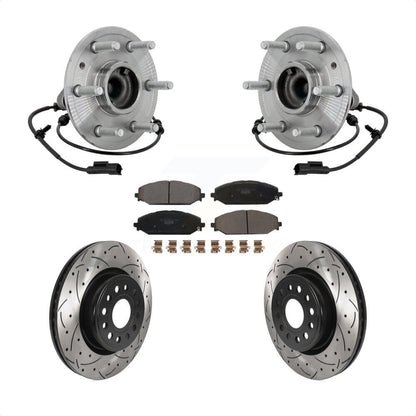 Hub Bearing Assembly Coated Drilled Slot Brake Rotor Pads Front Kit For Ram 1500