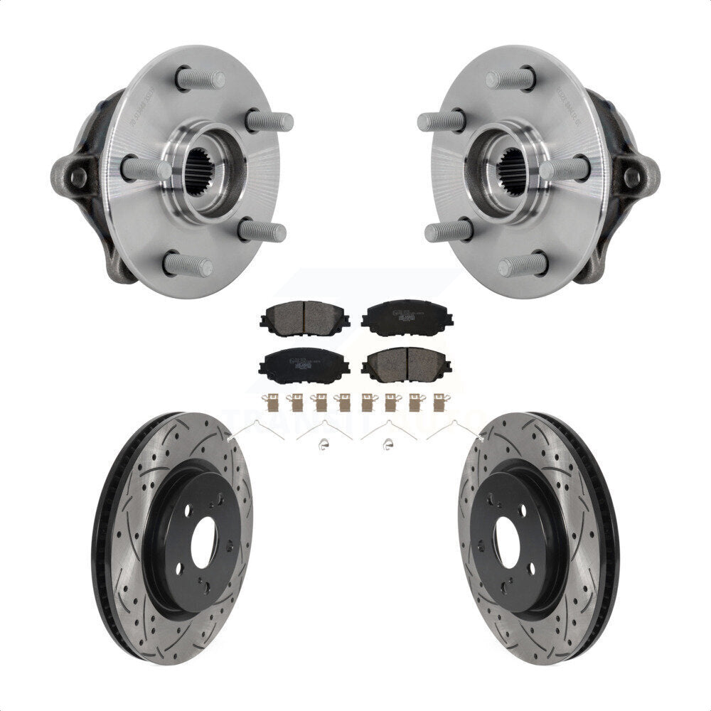 Hub Bearing Assembly Drill Slot Brake Rotor Pads Front Kit For Toyota RAV4 Venza