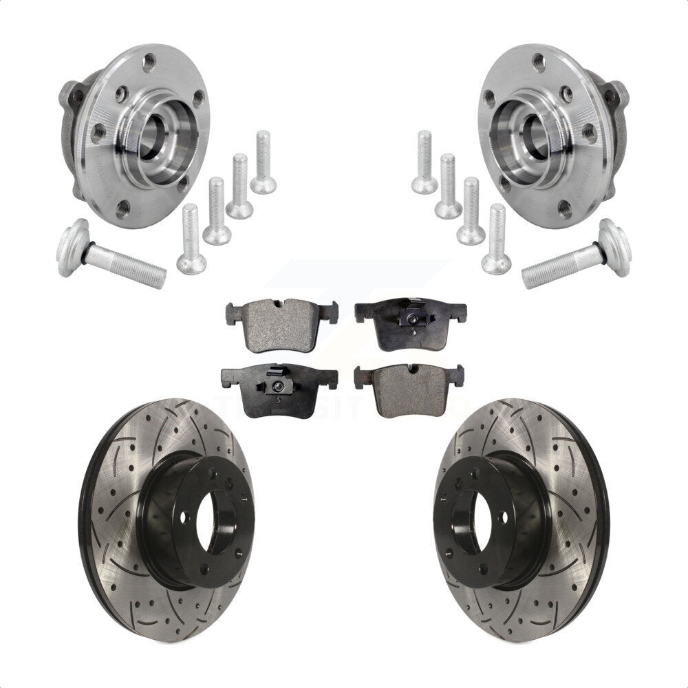 Hub Bearing Drilled Slot Brake Rotor Pad Front Kit For BMW 330i xDrive 230i 430i