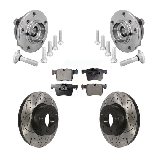 Hub Bearing Drilled Slot Brake Rotor Pad Front Kit For BMW 330i xDrive 230i 430i