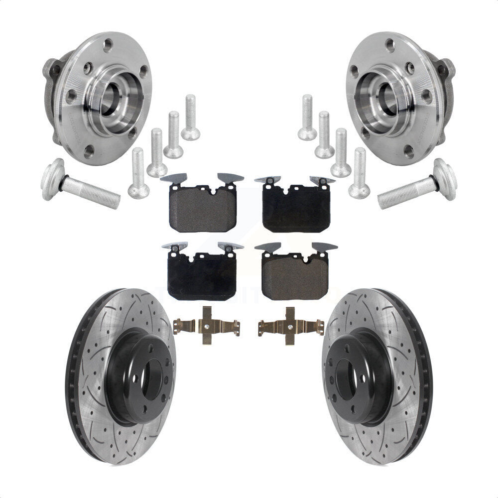 Hub Bearing Drilled Slot Brake Rotor Pad Front Kit For BMW 330i xDrive 440i Gran