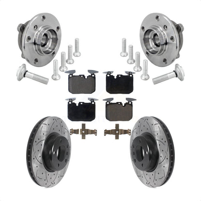Hub Bearing Drilled Slot Brake Rotor Pad Front Kit For BMW 330i xDrive 440i Gran