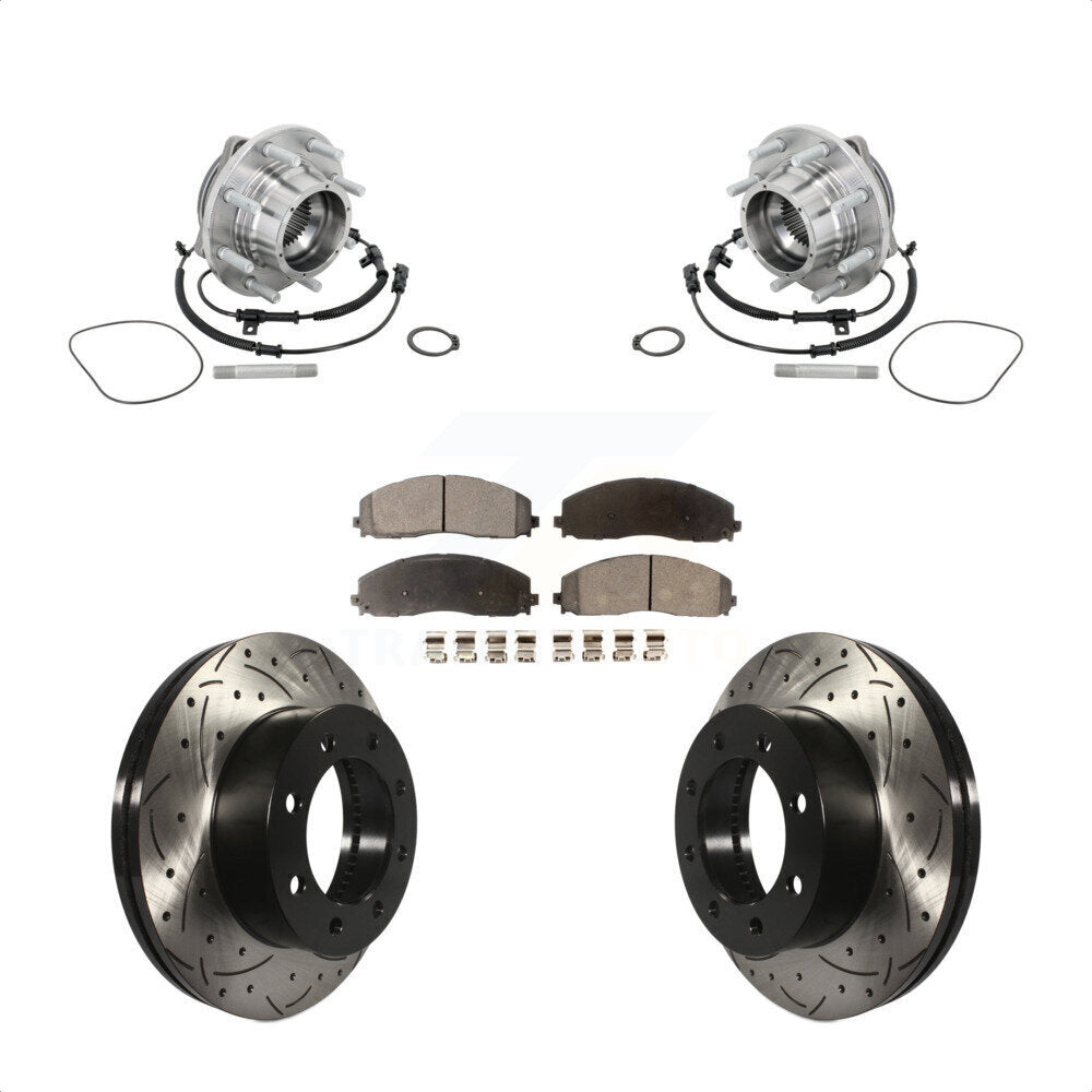 Hub Bearing Coat Drill Slot Brake Rotor Pads Front Kit For Ford F-450 Super Duty