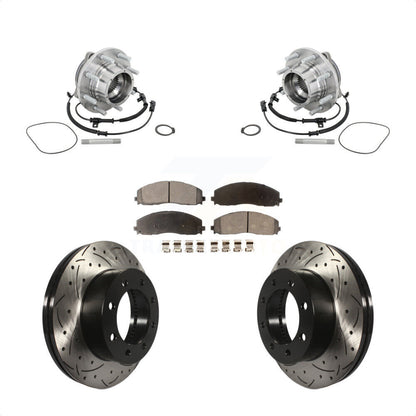 Hub Bearing Coat Drill Slot Brake Rotor Pads Front Kit For Ford F-450 Super Duty