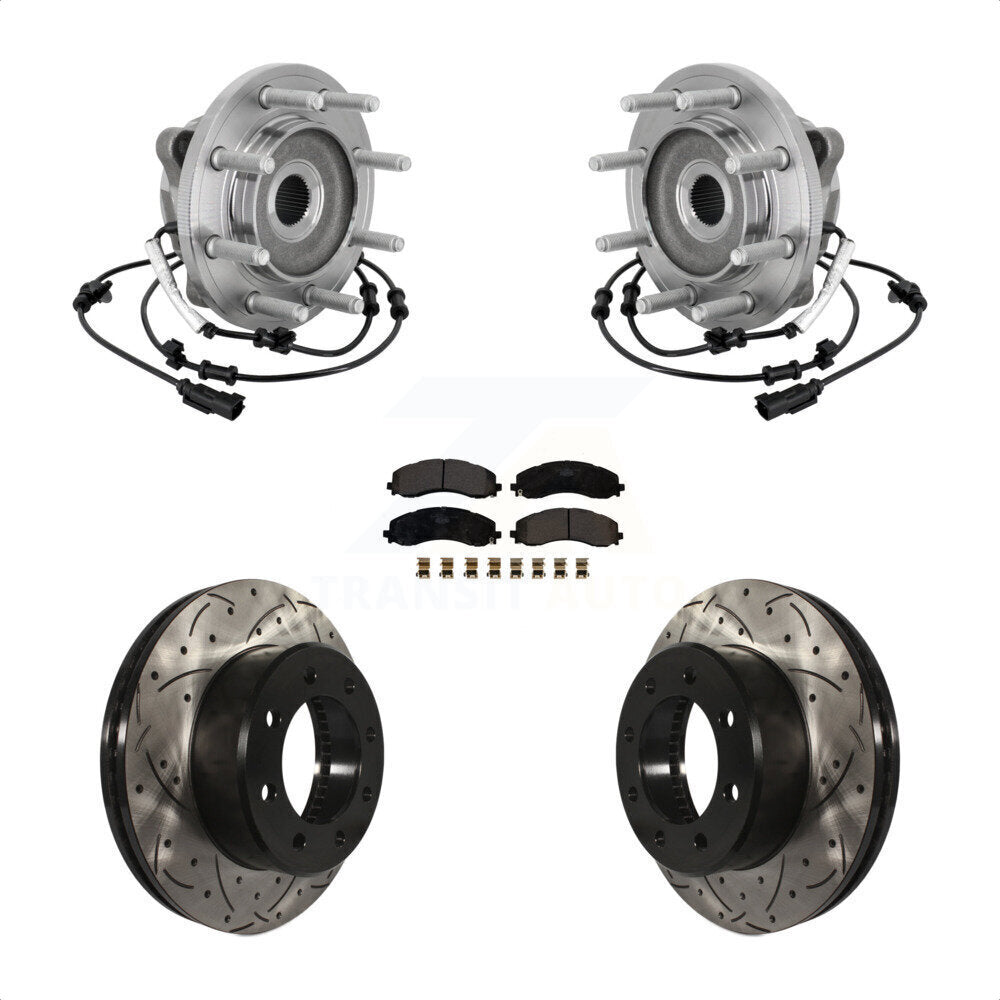 Hub Bearing Assembly Coat Drill Slot Brake Rotor Pad Front Kit For Ram 2500 3500