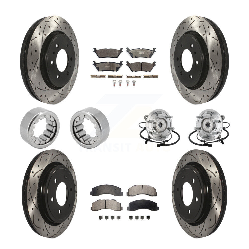 Hub Bearing Coated Brake Rotor And Pad Shoe Front Rear Kit (10Pc) For Ford F-150