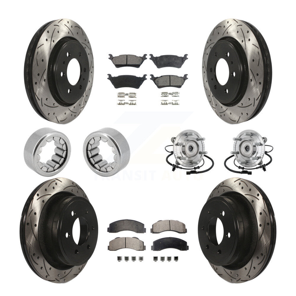 Hub Bearing Coated Brake Rotor And Pad Shoe Front Rear Kit (10Pc) For Ford F-150
