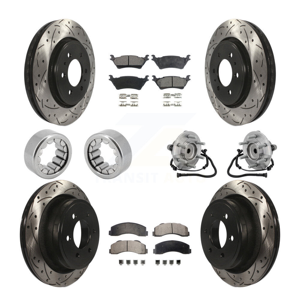 Hub Bearing Coated Brake Rotor Pad Shoe Front Rear Kit (10Pc) For Ford F-150 RWD