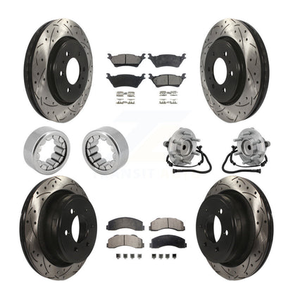 Hub Bearing Coated Brake Rotor Pad Shoe Front Rear Kit (10Pc) For Ford F-150 RWD