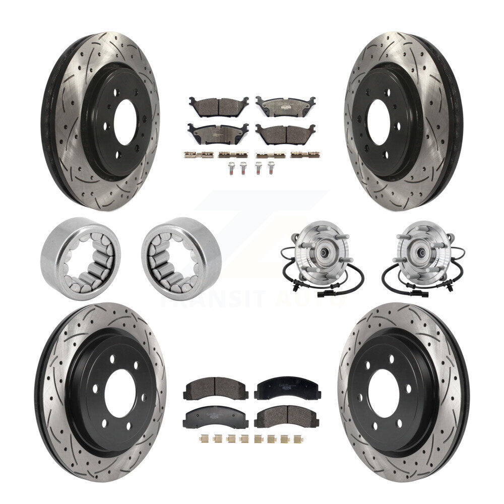 Hub Bearing Coated Brake Rotor And Pad Shoe Front Rear Kit (10Pc) For Ford F-150
