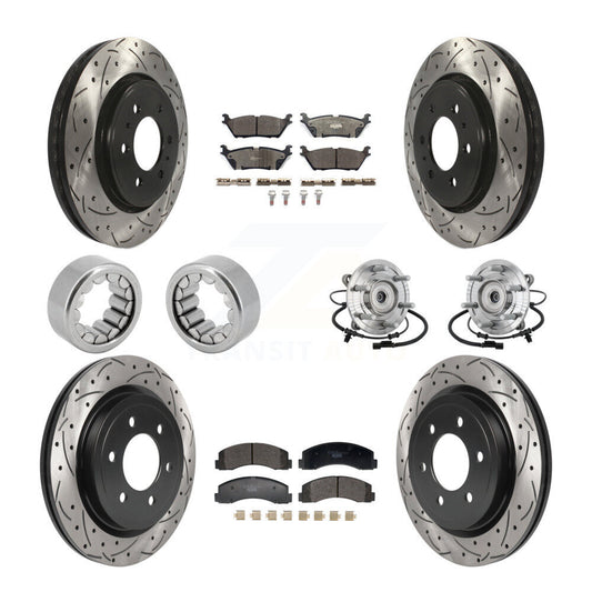 Hub Bearing Coated Brake Rotor And Pad Shoe Front Rear Kit (10Pc) For Ford F-150