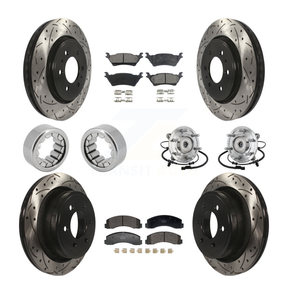 Hub Bearing Coated Brake Rotor And Pad Shoe Front Rear Kit (10Pc) For Ford F-150