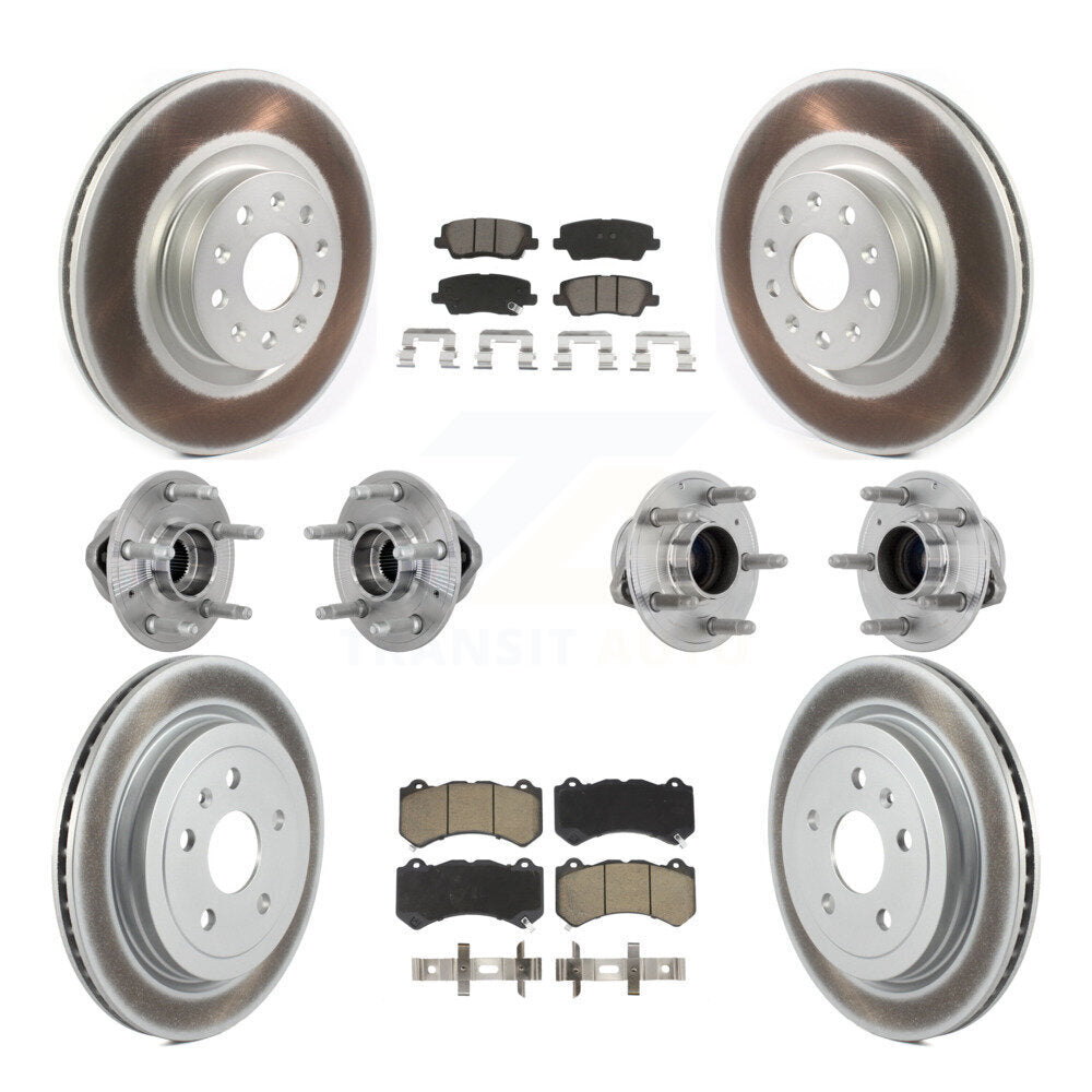 Hub Bearing Coated Disc Brake Rotor & Pad Front Rear Kit (10Pc) For Cadillac CTS