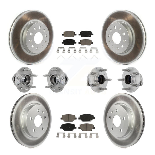 Hub Bearing Coated Brake Rotor & Pads Front Rear Kit (10Pc) For Chevrolet Camaro