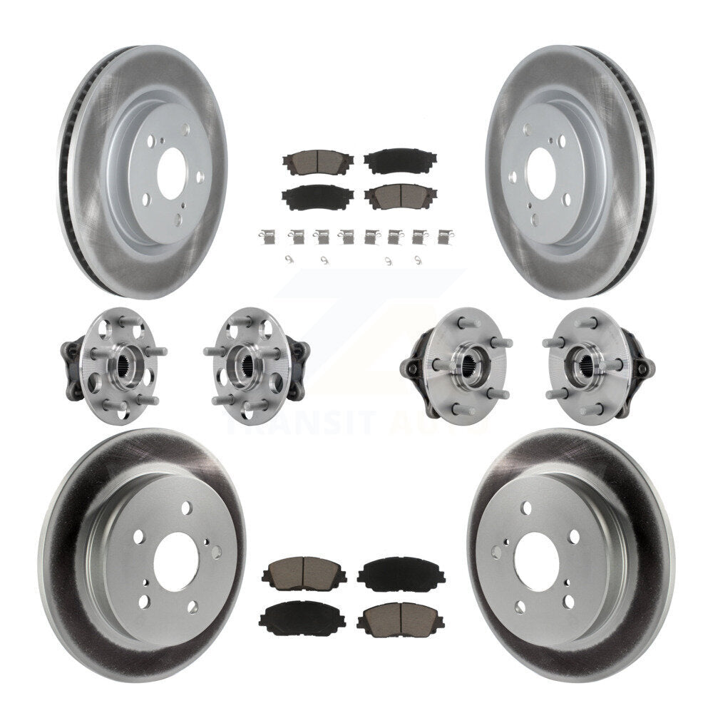 Hub Bearing Coated Brake Rotor & Pad Front Rear Kit (10Pc) For Toyota RAV4 Venza