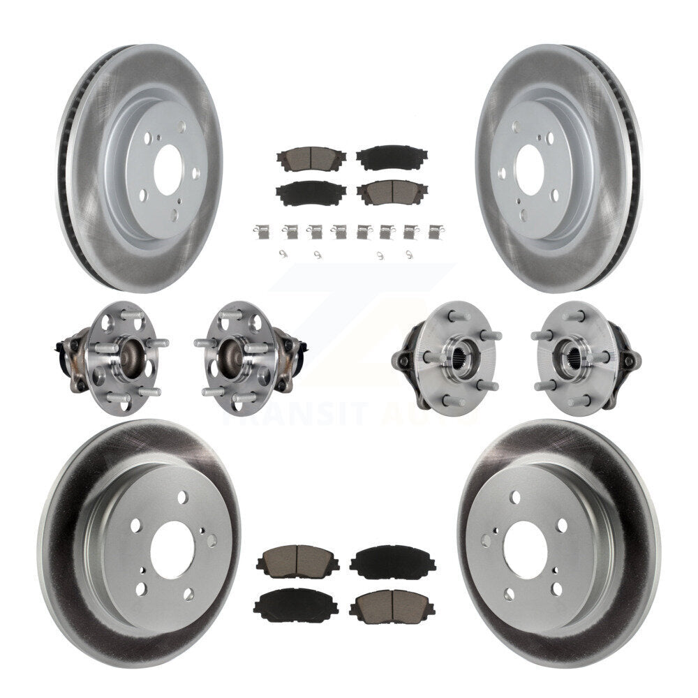 Hub Bearing Coated Disc Brake Rotor & Pads Front Rear Kit (10Pc) For Toyota RAV4