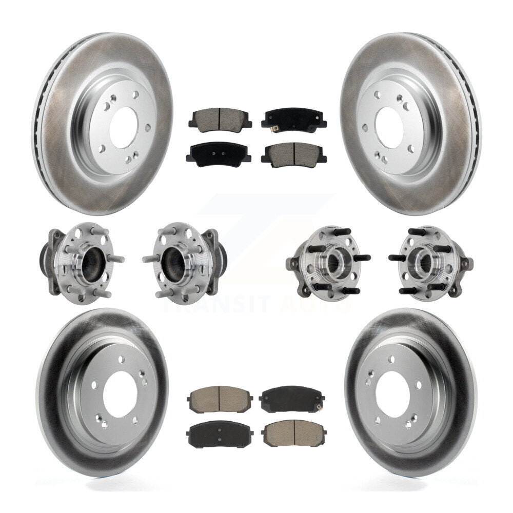 Hub Bearing Coat Brake Rotor Pad Front Rear Kit (10Pc) For Hyundai Sonata Kia K5