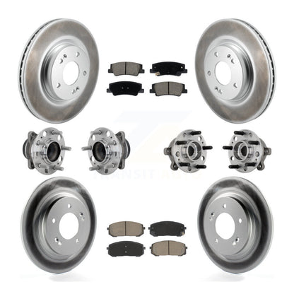 Hub Bearing Coat Brake Rotor Pad Front Rear Kit (10Pc) For Hyundai Sonata Kia K5