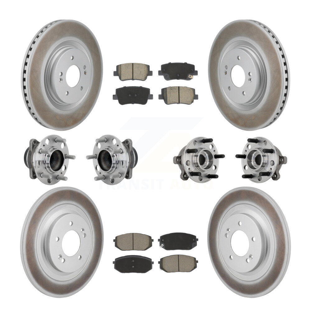 Hub Bearing Coat Brake Rotor Pad Front Rear Kit (10Pc) For Hyundai Sonata Kia K5